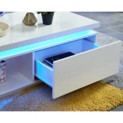 Table Basse à LED COSMOS Laqué Blanc Brillant 120cm 8 Table Basse à LED COSMOS Laqué Blanc Brillant 120cm -Mobilia Soldes cosmos6 table basse blanche 1
