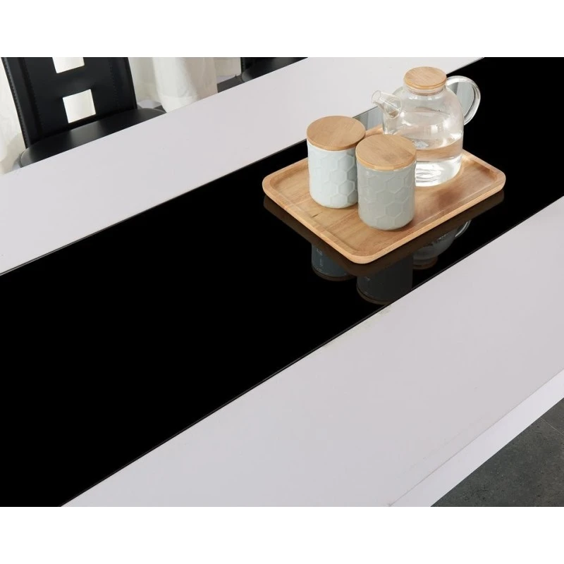 Ensemble Repas DAMIA Blanc Et Noir 6 Personnes 180cm 5 Ensemble Repas DAMIA Blanc Et Noir 6 Personnes 180cm – Image 3