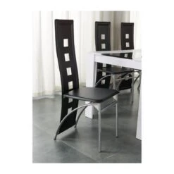 Ensemble Repas DAMIA Blanc Et Noir 4 Personnes 140cm 8 Ensemble Repas DAMIA Blanc Et Noir 4 Personnes 140cm -Mobilia Soldes damia140set4 ensemble repas 2