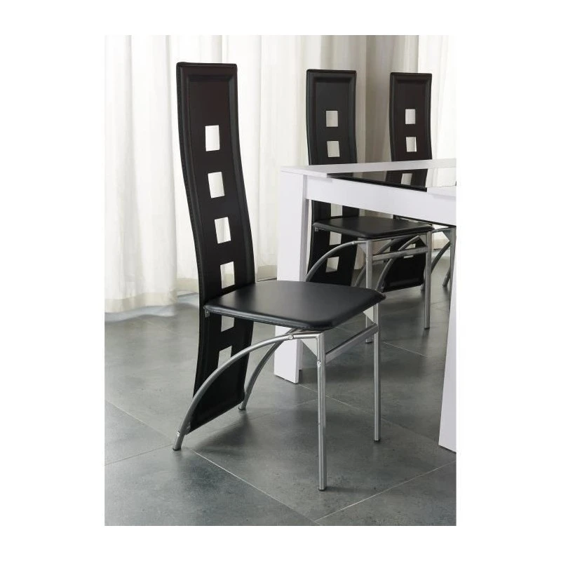 Ensemble Repas DAMIA Blanc Et Noir 4 Personnes 140cm 5 Ensemble Repas DAMIA Blanc Et Noir 4 Personnes 140cm – Image 3