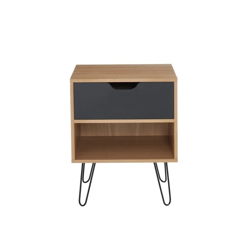 Lot De 2 Tables De Chevet DUO Noir Et Effet Chêne 1 Tiroir 40cm 6 Lot De 2 Tables De Chevet DUO Noir Et Effet Chêne 1 Tiroir 40cm – Image 4