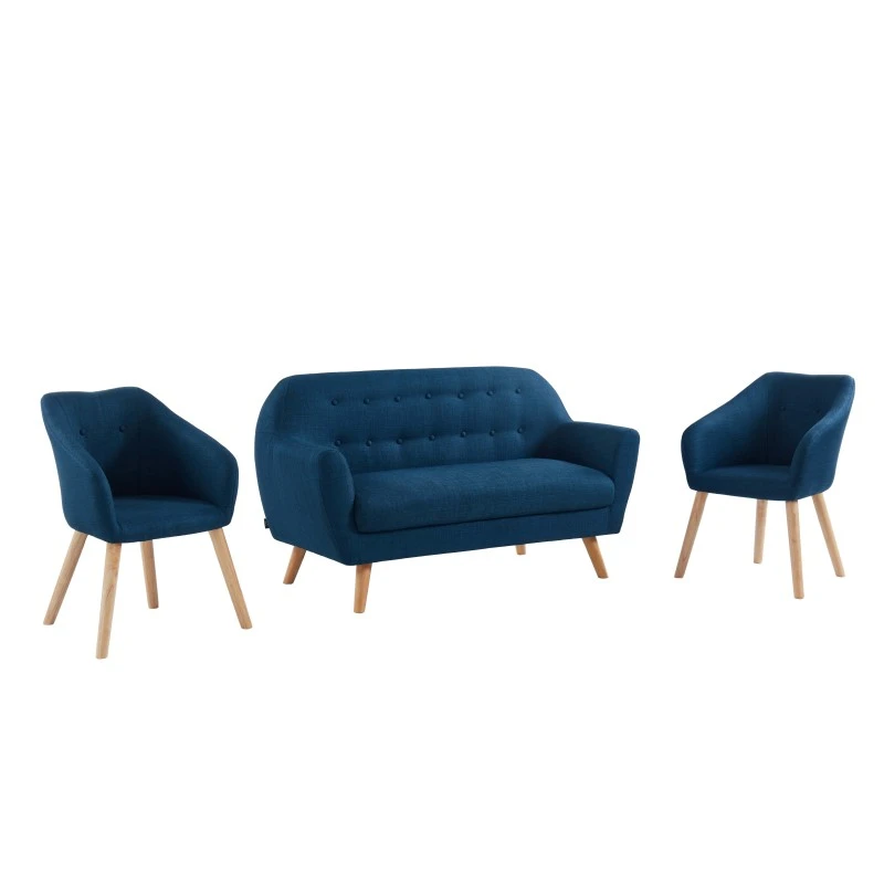 Ensemble HILDA En Tissu Bleu 1 Canapé Et 2 Fauteuils 7 Ensemble HILDA En Tissu Bleu 1 Canapé Et 2 Fauteuils – Image 5