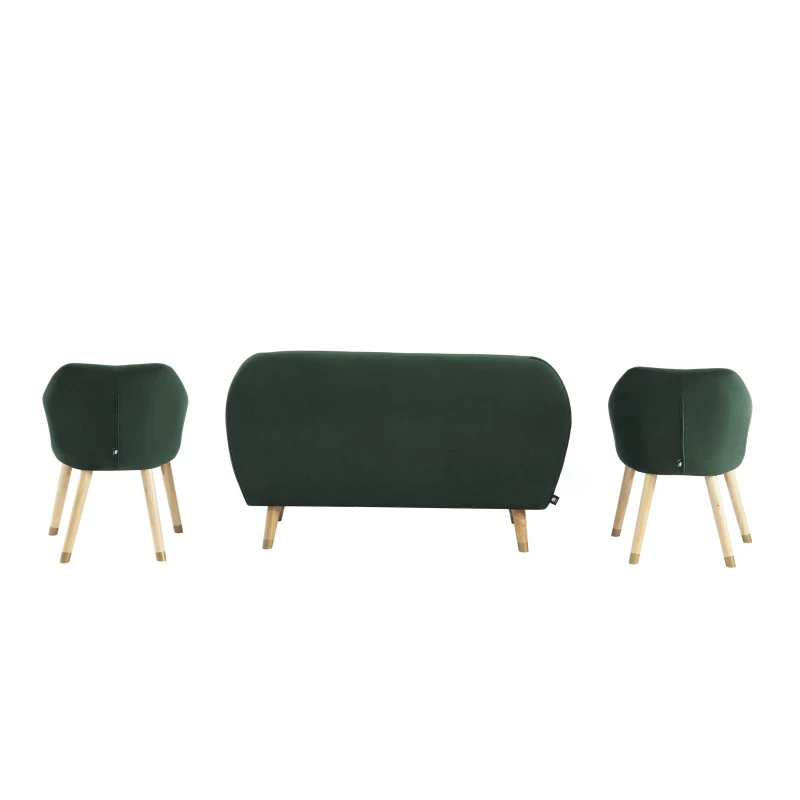 Ensemble HILDA En Velours Vert Avec Piètement Bois Et Doré 1 Canapé Et 2 Fauteuils 6 Ensemble HILDA En Velours Vert Avec Piètement Bois Et Doré 1 Canapé Et 2 Fauteuils – Image 4