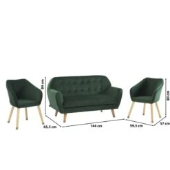 Ensemble HILDA En Velours Vert Avec Piètement Bois Et Doré 1 Canapé Et 2 Fauteuils 13 Ensemble HILDA En Velours Vert Avec Piètement Bois Et Doré 1 Canapé Et 2 Fauteuils -Mobilia Soldes ensemble hilda en velours vert pieds bois dore 1 canape et 2 fauteuils 5