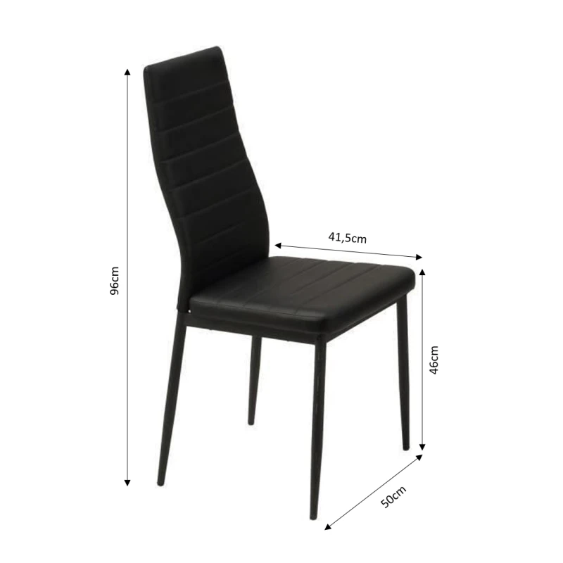 Ensemble Repas FELIX Effet Chêne Et PU Noir 6 Chaises 5 Ensemble Repas FELIX Effet Chêne Et PU Noir 6 Chaises – Image 3