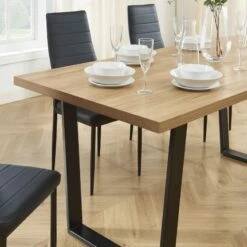 Ensemble Repas FELIX Effet Chêne Et PU Noir 6 Chaises 15 Ensemble Repas FELIX Effet Chêne Et PU Noir 6 Chaises -Mobilia Soldes ensemble repas felix effet chene et pu noir 4 chaises 2