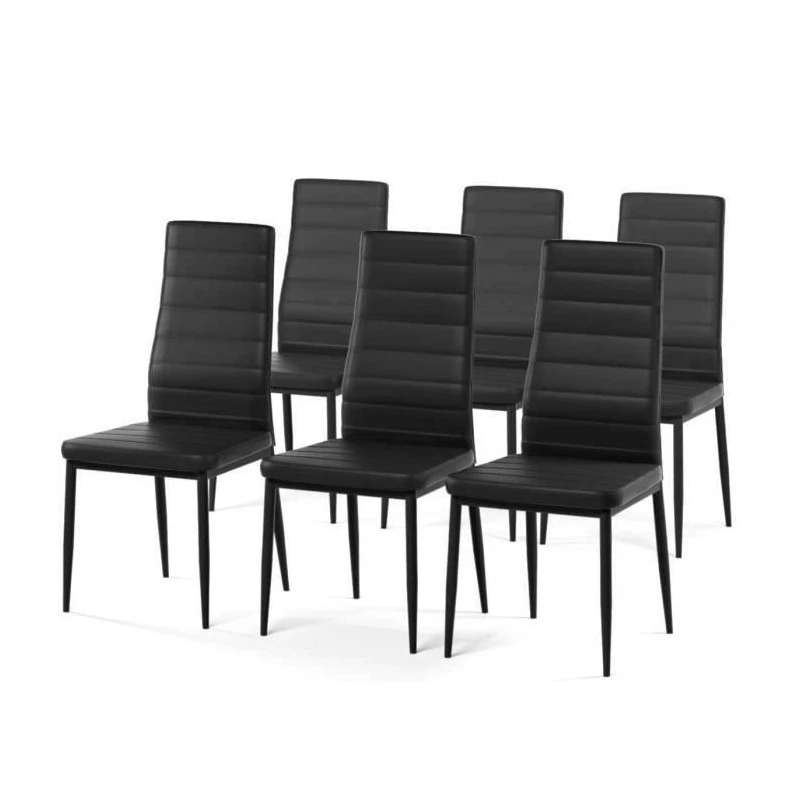 Ensemble Repas FELIX Effet Chêne Et PU Noir 6 Chaises 11 Ensemble Repas FELIX Effet Chêne Et PU Noir 6 Chaises – Image 9