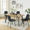Ensemble Repas FELIX Effet Chêne Et Velours Noir 4 Chaises 1 Ensemble Repas FELIX Effet Chêne Et Velours Noir 4 Chaises -Mobilia Soldes ensemble repas felix effet chene et velours noir 4 chaises