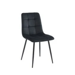 Ensemble Repas FELIX Effet Chêne Et Velours Noir 4 Chaises -Mobilia Soldes ensemble repas felix effet chene et velours noir 4 chaises 7