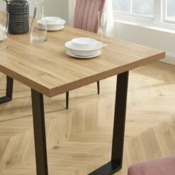 Ensemble Repas FELIX Effet Chêne Et Velours Rose 4 Chaises 16 Ensemble Repas FELIX Effet Chêne Et Velours Rose 4 Chaises -Mobilia Soldes ensemble repas felix effet chene et velours rose 4 chaises 3