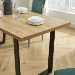 Ensemble Repas FELIX Effet Chêne Et Velours Vert 4 Chaises 16 Ensemble Repas FELIX Effet Chêne Et Velours Vert 4 Chaises -Mobilia Soldes ensemble repas felix effet chene et velours vert 4 chaises 3