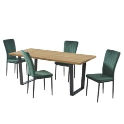 Ensemble Repas FELIX Effet Chêne Et Velours Vert 4 Chaises 17 Ensemble Repas FELIX Effet Chêne Et Velours Vert 4 Chaises -Mobilia Soldes ensemble repas felix effet chene et velours vert 4 chaises 4
