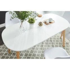 Table Extensible ERIKA Laqué Blanc Mat 8 Personnes 160 à 200cm -Mobilia Soldes erika1 table blanche 2