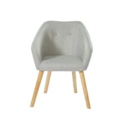 Fauteuil HILDA En Tissu Gris Avec Pieds En Bois 9 Fauteuil HILDA En Tissu Gris Avec Pieds En Bois -Mobilia Soldes fauteuil 1 place hilda 2