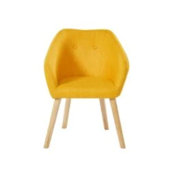 Fauteuil HILDA En Tissu Jaune Avec Pieds En Bois -Mobilia Soldes fauteuil 1 place hilda 7