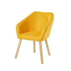 Fauteuil HILDA En Tissu Jaune Avec Pieds En Bois -Mobilia Soldes fauteuil 1 place hilda 9