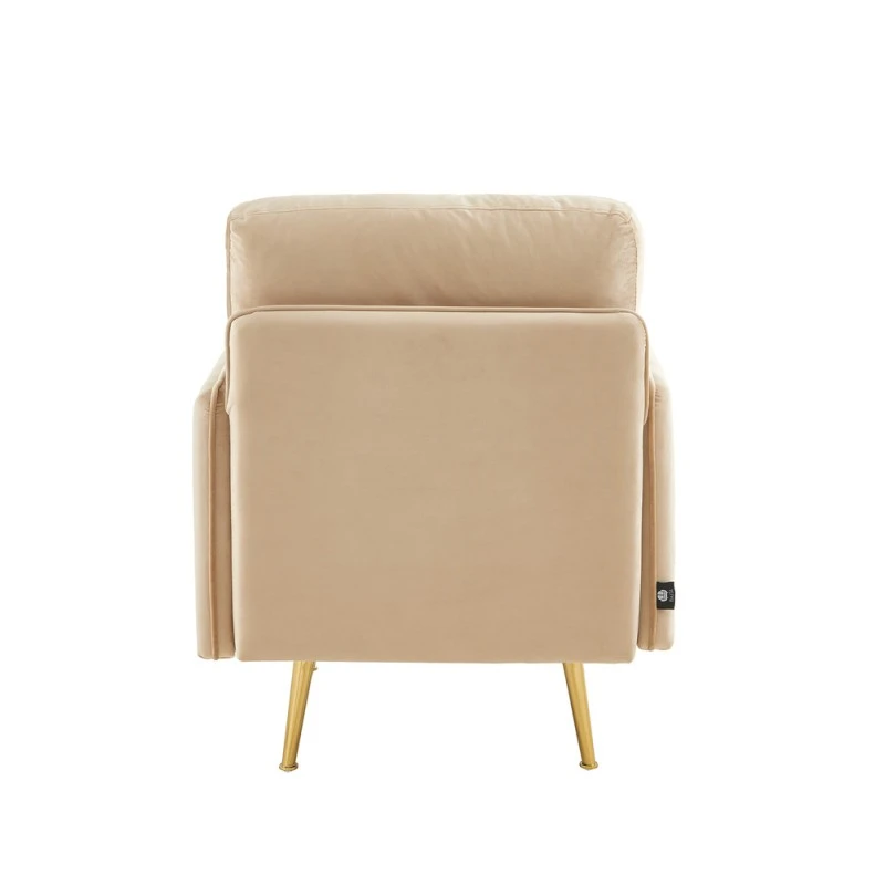 Fauteuil ADAM Velours Beige Avec Piètement En Métal Doré 6 Fauteuil ADAM Velours Beige Avec Piètement En Métal Doré – Image 4