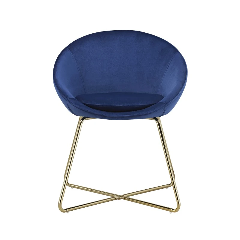 Fauteuil ARSENE En Velours Bleu Nuit Avec Piètement Doré 4 Fauteuil ARSENE En Velours Bleu Nuit Avec Piètement Doré – Image 2