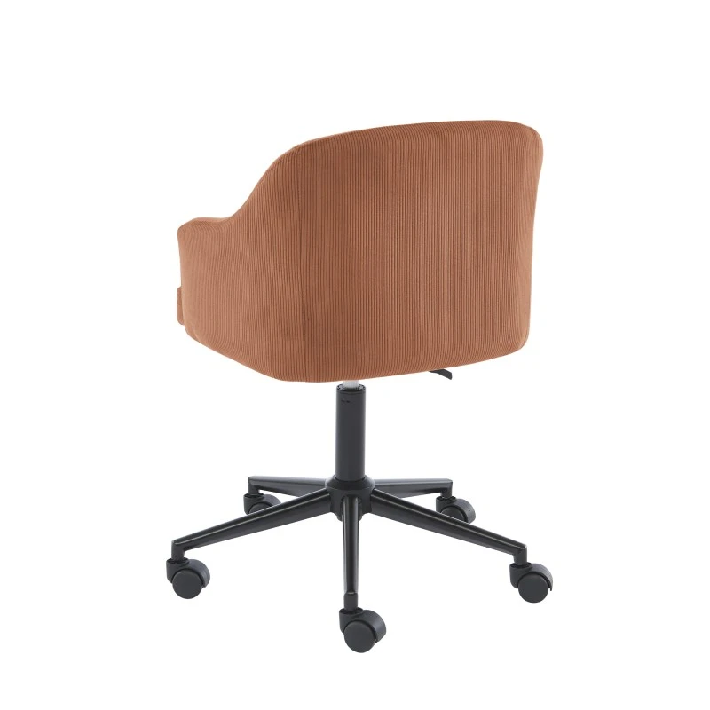 Fauteuil De Bureau BARNABE En Velours Côtelé Terracotta 6 Fauteuil De Bureau BARNABE En Velours Côtelé Terracotta – Image 4
