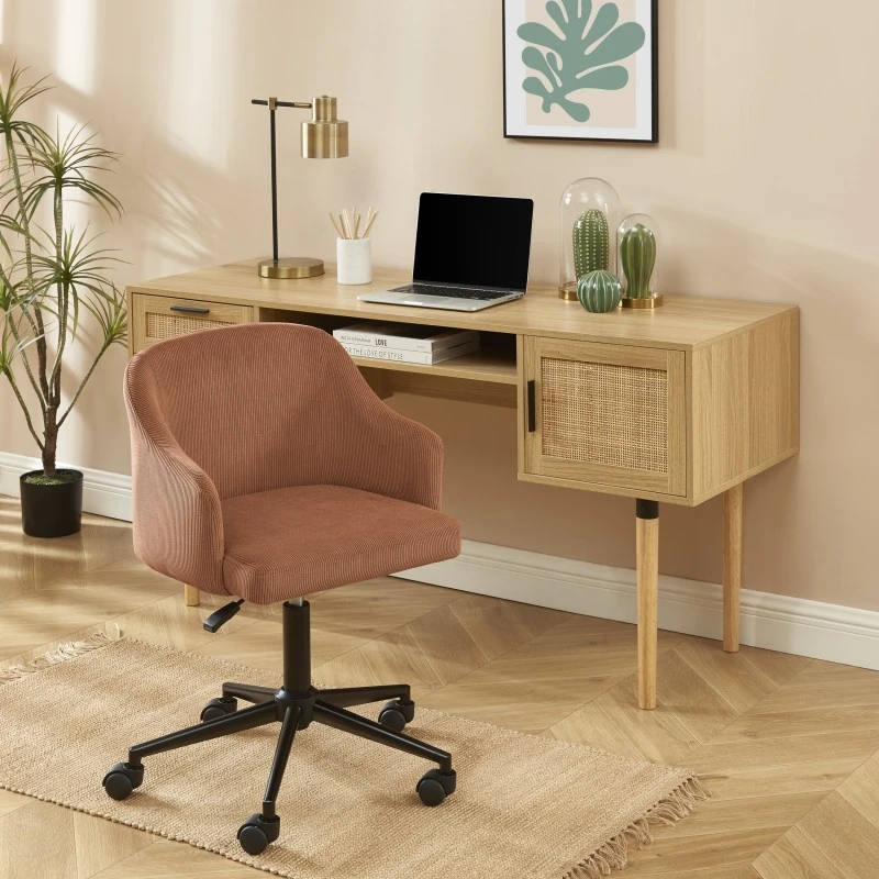 Fauteuil De Bureau BARNABE En Velours Côtelé Terracotta 3 Fauteuil De Bureau BARNABE En Velours Côtelé Terracotta