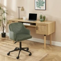 Fauteuil De Bureau BARNABE En Velours Côtelé Vert