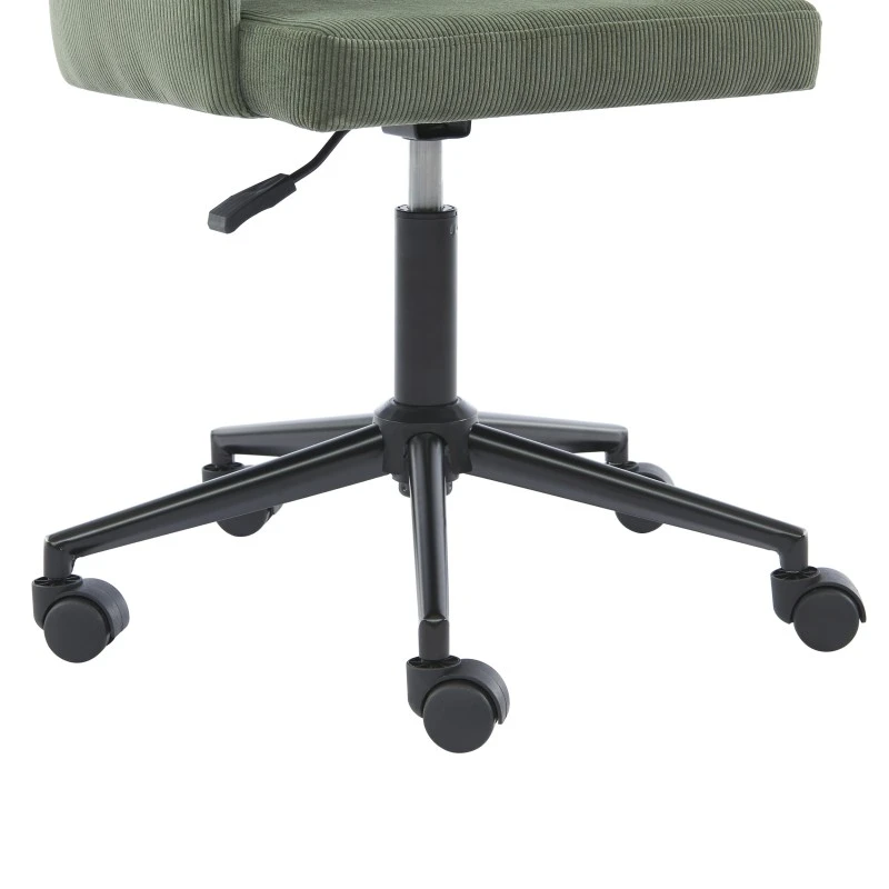 Fauteuil De Bureau BARNABE En Velours Côtelé Vert 7 Fauteuil De Bureau BARNABE En Velours Côtelé Vert – Image 5