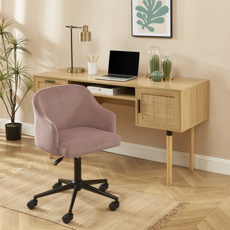 Fauteuil De Bureau BARNABE En Velours Côtelé Vieux Rose 3 Fauteuil De Bureau BARNABE En Velours Côtelé Vieux Rose