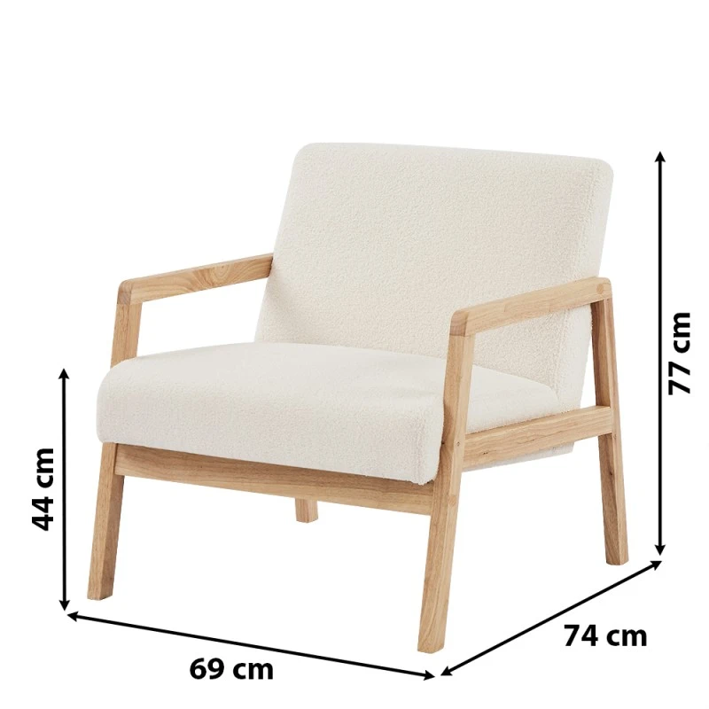 Fauteuil BONIFACIO En Tissu Bouclette Blanc 8 Fauteuil BONIFACIO En Tissu Bouclette Blanc – Image 6