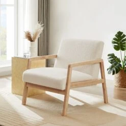 Fauteuil BONIFACIO En Tissu Bouclette Blanc