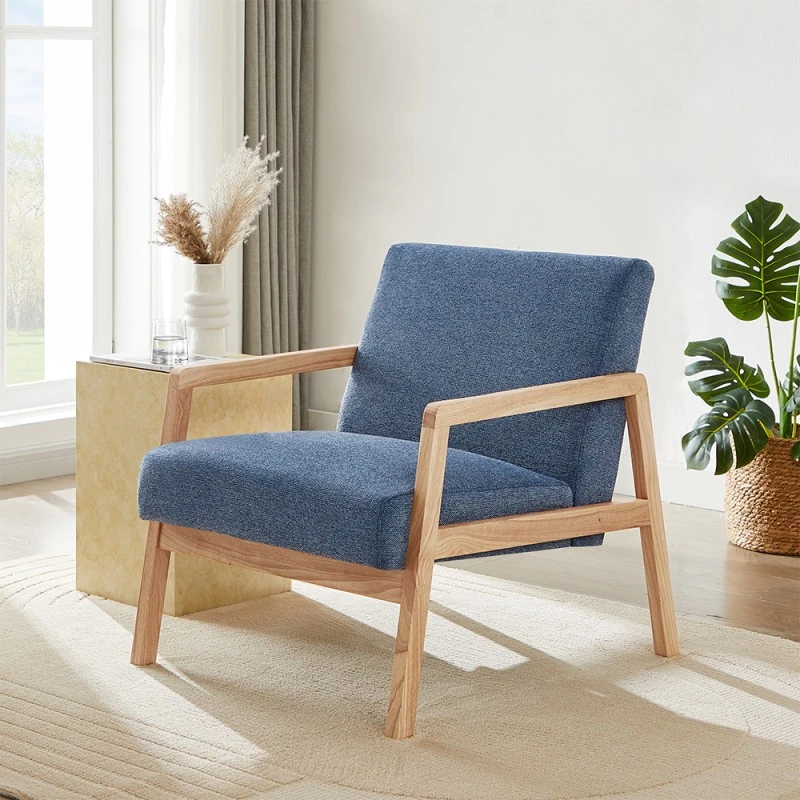 Fauteuil BONIFACIO En Tissu Bleu 3 Fauteuil BONIFACIO En Tissu Bleu