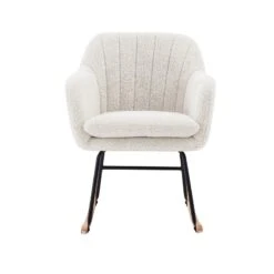 Fauteuil ELSA à Bouclette Blanche Rocking Chair -Mobilia Soldes fauteuil elsa a bouclette blanche rocking chair 2