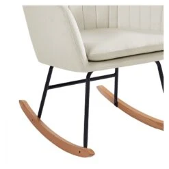 Fauteuil ELSA En Velours Crème Rocking Chair -Mobilia Soldes fauteuil elsa en velours creme rocking chair 4