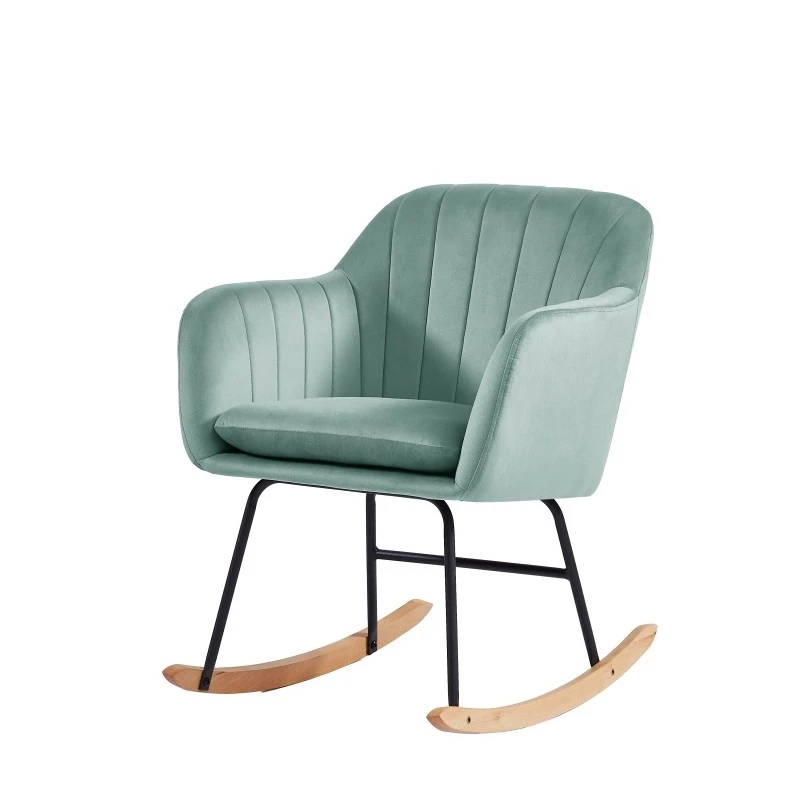Fauteuil ELSA En Velours Vert D'eau Rocking Chair 4 Fauteuil ELSA En Velours Vert D'eau Rocking Chair – Image 2