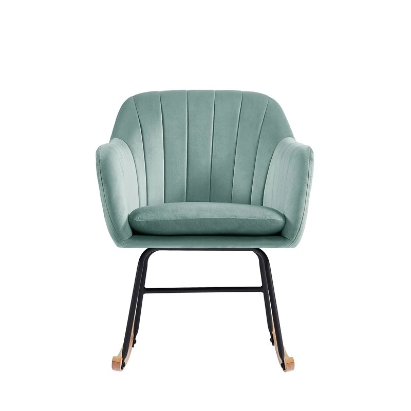 Fauteuil ELSA En Velours Vert D'eau Rocking Chair 5 Fauteuil ELSA En Velours Vert D'eau Rocking Chair – Image 3