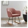 Fauteuil ELSA Tissu Rose Poudré Rocking Chair -Mobilia Soldes fauteuil elsa rose poudre rocking chair
