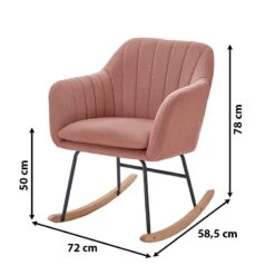Fauteuil ELSA Tissu Rose Poudré Rocking Chair -Mobilia Soldes fauteuil elsa rose poudre rocking chair 5