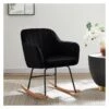 Fauteuil ELSA En Velours Noir Rocking Chair -Mobilia Soldes fauteuil elsa velours noir rocking chair