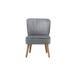 Fauteuil HANNA En Velours Gris 1 Place 53 X 67.5 X 80 Cm -Mobilia Soldes fauteuil hanna velours gris 1 place 53x675x80 cm 2