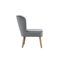 Fauteuil HANNA En Velours Gris 1 Place 53 X 67.5 X 80 Cm -Mobilia Soldes fauteuil hanna velours gris 1 place 53x675x80 cm 3