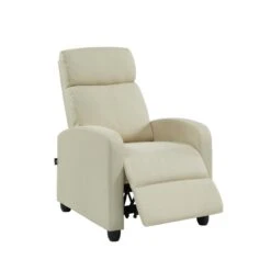 Fauteuil Inclinable ALVA En Tissu écru Avec Fonction Push Back -Mobilia Soldes fauteuil inclinable alva ecru 3