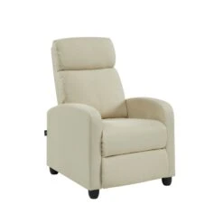 Fauteuil Inclinable ALVA En Tissu écru Avec Fonction Push Back -Mobilia Soldes fauteuil inclinable alva ecru 4