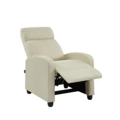 Fauteuil Inclinable ALVA En Tissu écru Avec Fonction Push Back -Mobilia Soldes fauteuil inclinable alva ecru 5