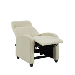 Fauteuil Inclinable ALVA En Tissu écru Avec Fonction Push Back -Mobilia Soldes fauteuil inclinable alva ecru 6