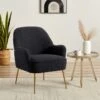 Fauteuil MARCELINO En Tissu Bouclette Anthracite Avec Piètement Doré 2 Fauteuil MARCELINO En Tissu Bouclette Anthracite Avec Piètement Doré -Mobilia Soldes fauteuil marcelino en tissu anthracite avec pieds dore