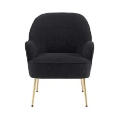 Fauteuil MARCELINO En Tissu Bouclette Anthracite Avec Piètement Doré 10 Fauteuil MARCELINO En Tissu Bouclette Anthracite Avec Piètement Doré -Mobilia Soldes fauteuil marcelino en tissu anthracite avec pieds dore 2