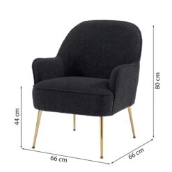 Fauteuil MARCELINO En Tissu Bouclette Anthracite Avec Piètement Doré 13 Fauteuil MARCELINO En Tissu Bouclette Anthracite Avec Piètement Doré -Mobilia Soldes fauteuil marcelino en tissu anthracite avec pieds dore 5
