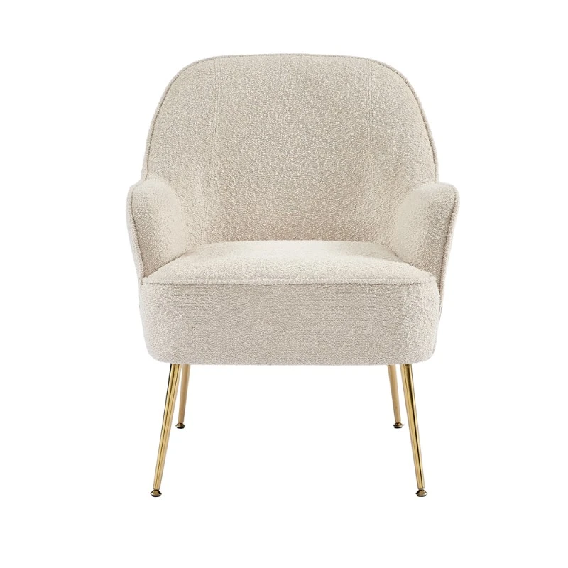 Fauteuil MARCELINO En Tissu Bouclette Beige Avec Piètement Doré 5 Fauteuil MARCELINO En Tissu Bouclette Beige Avec Piètement Doré – Image 3