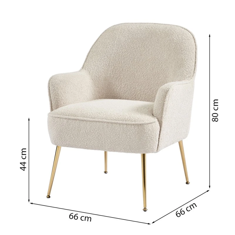 Fauteuil MARCELINO En Tissu Bouclette Beige Avec Piètement Doré 8 Fauteuil MARCELINO En Tissu Bouclette Beige Avec Piètement Doré – Image 6