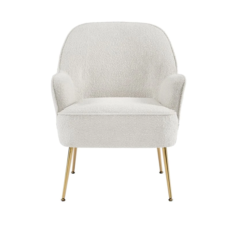 Fauteuil MARCELINO En Tissu Bouclette Blanc Avec Piètement Doré 5 Fauteuil MARCELINO En Tissu Bouclette Blanc Avec Piètement Doré – Image 3