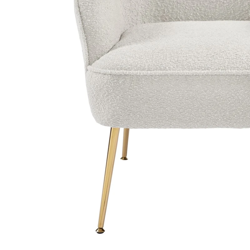 Fauteuil MARCELINO En Tissu Bouclette Blanc Avec Piètement Doré 7 Fauteuil MARCELINO En Tissu Bouclette Blanc Avec Piètement Doré – Image 5